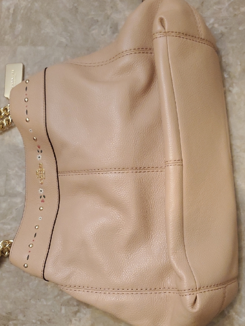 Coach Pebbled Leather Shoulder Bag Purse in Blush/Nude - Picture 5 of 16